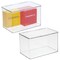 mDesign Plastic Home Office Storage Organizer Box with Hinged Lid